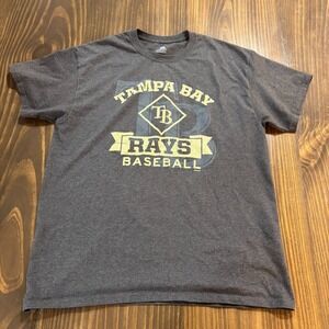 MLB TAMPA BAY RAYS Mens Graphic T-Shirt Large Gray Official Team Baseball Tee